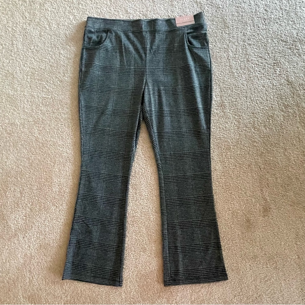 NWT Serra Ladies Plaid Flare Pull On Pants Houndstooth XL aldis